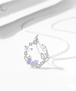 Dây Chuyền Nguyệt Quế Hồ Điệp Tím Bạc S925