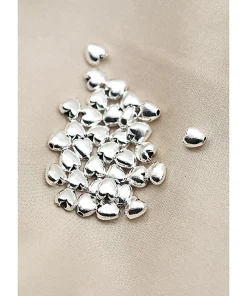 Combo 5 cái charm bạc trái tim xỏ ngang